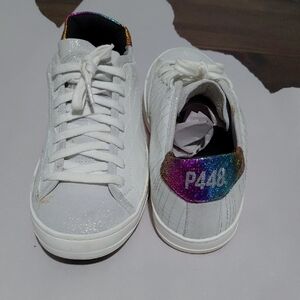 P448 White Sneakers with Multicolor Heel